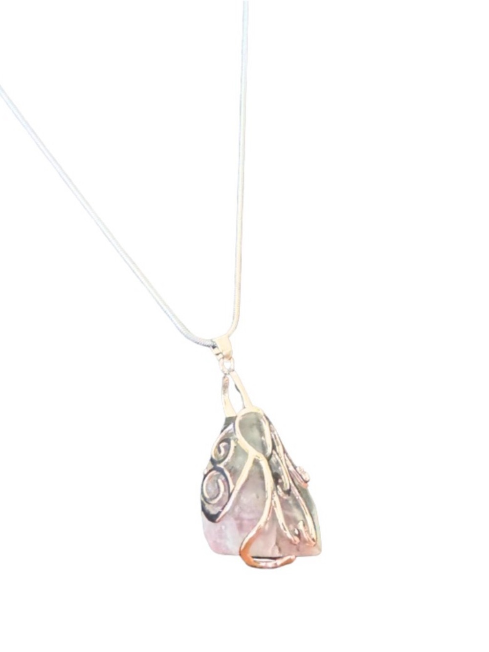 Hand Crafted Rainbow Flourite Polished with 32 inch snake chain - Picture 3 of 7